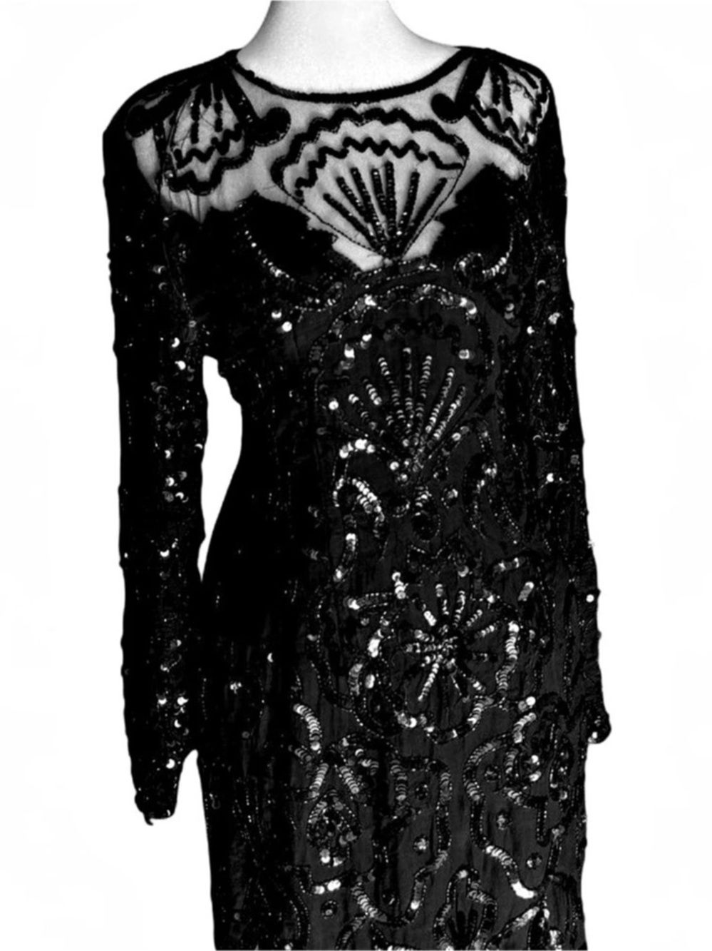SWEET LOLA Black Sequin Lace Midi Dress Size Large